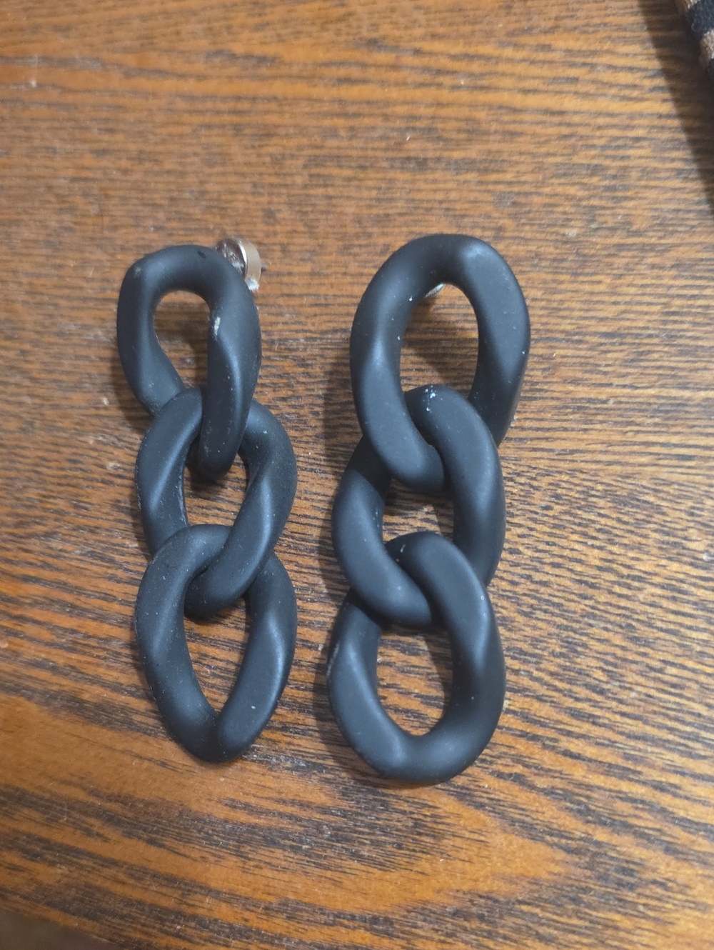 Matte Black Link Drop Earrings